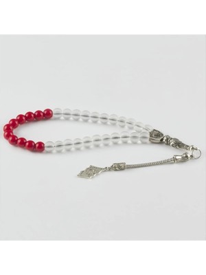 Hobilinka Mercan-Buzlu Kuvars Doğaltaş Tesbih 8 mm