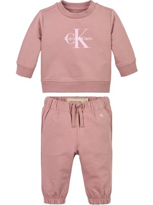 Calvin Klein Baskılı Pembe Bebek Eşofman Takımı IN0IN00353TP9