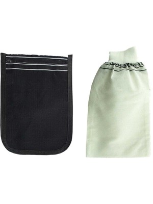 Hobilinka 2 Adet Kalın Siyah ve Beyaz Hamam Kesesi 25X17 cm