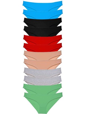 Hobilinka 12 Adet Eko Set Likralı Kadın Slip Külot Çok Renkli 2