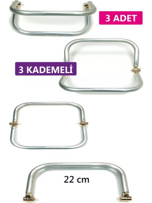 Hobilinka 3 Kademeli Gizli Metal Mango Çanta Bursu – 3 Adet - 22 cm - Metal Çanta Aparatı