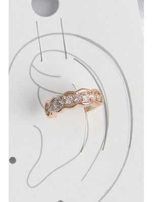 Hobilinka Pirinç Gold Renk Zirkon Taşlı Kadın Kıkırdak Küpe