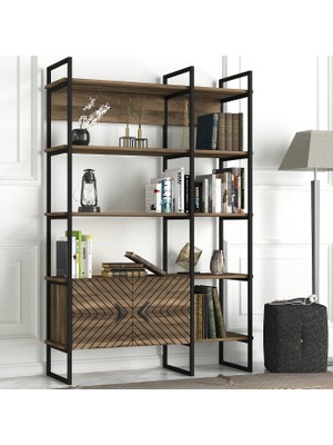 Dekorister Exclusive Santana Demir Kitaplık Ceviz