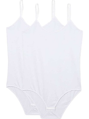 Hobilinka 2 Adet Battal Beden Ip Askılı Kadın Çıtçıtlı Body Beyaz