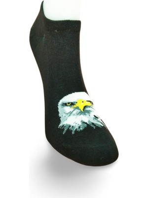Hobilinka Siyah Beyaz Kartal Desenli Sportif Unisex  Kısa Bilek Çorap Yazlık 1 Çift