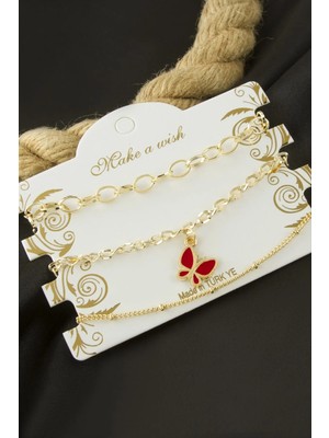 Hobilinka Kelebek Zincir Bileklik 3 Adet