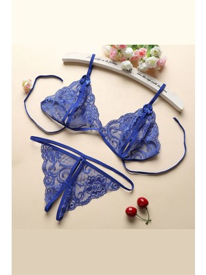 Hobilinka Kadın Mavi Dantelli Sütyen Külot Takımı