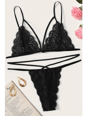 Hobilinka Kadın Siyah Dantel Sütyen Külot Takımı
