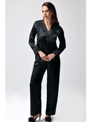 Hobilinka Freshness 9950-PT Saten Dantel Detaylı Pijama Takımı