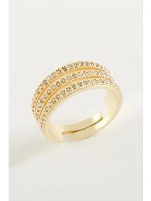 Hobilinka Üç Sıra Zirkon Taşlı Yüzük