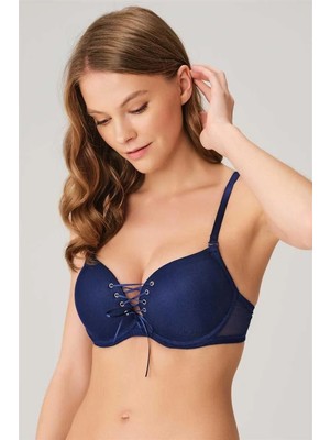 Hobilinka  Balenli Destekli Dolgulu Askıları Çıkabilen Yaka Detaylı T-Shirt Sütyeni