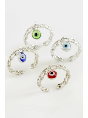 Hobilinka Nazar Zincir Şekilli Metal Yüzük