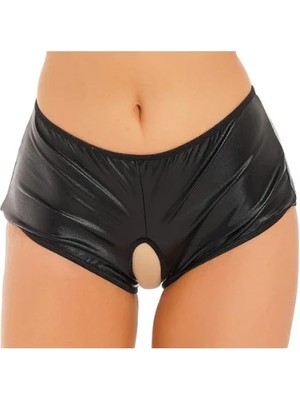 Hobilinka Fantezi Siyah Özel Bölgeleri Açık Parlak Külot