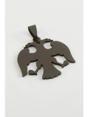 Hobilinka Çift Başlı Kartal Çelik Kolye Ucu 3 cm