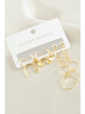 Hobilinka 6 Adet Inci Taşlı Halka Küpe