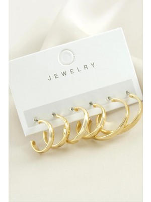 Hobilinka 6 Adet Düz Trend Halka Küpe 1,5-2-2,5 cm