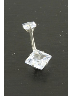 Hobilinka Kare Zirkon Taşlı Çelik Piercing 1 Adet