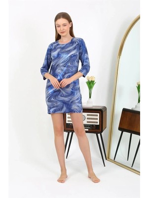 Hobilinka Kadın Micro Kumaş Mini Parlak Elbise 7420 Mavi