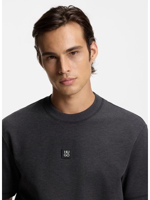 Hugo Gri Erkek Relaxed Logo Baskılı T-Shirt 50553173_DILANSO
