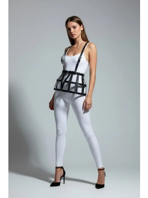 Hobilinka Siyah Etek Deri Bantlı Yapısal Kafes - BRF1252