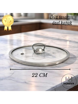 Homiva Home Cam Tencere kapağı Düz-22 cm