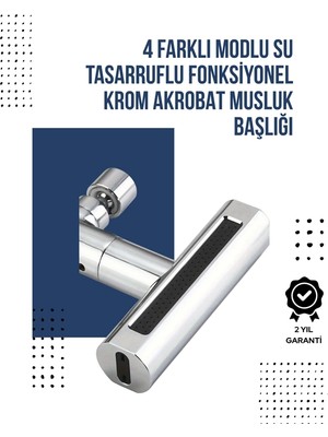 Hobilinka 4 Modlu Musluk Başlığı | Şelale, Yağmur, Sprey, Köpük Akışı | Yüksek Basınç Performans