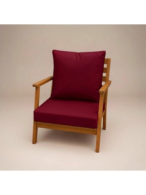 Gullfoss Bordo Pofidik Arkalıklı Bahçe ve Balkon Sandalye Minderi Seti