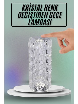 Hobilinka Masa ve Gece Lambası Şık ve Dayanıklı Sensörlü Şarjlı Kristal Lamba