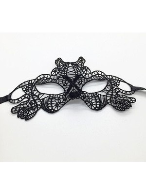 Hobilinka Siyah Renk Dantel Işlemeli Parti Maskesi Model 2 (4887)