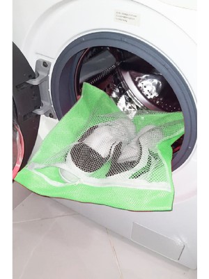 Hobilinka Yeşil - Fermuarlı - Hassas Çamaşır Terlik  Ayakkabı Yıkama Filesi Büyük Boy