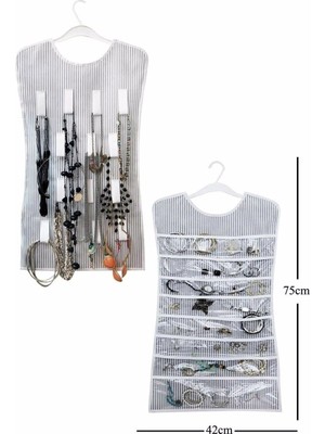 Hobilinka Siyah Çizgili Elbise Şeklinde Çift Taraflı Takı Organizeri