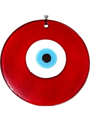 Hobilinka Kırmızı Renk Cam Nazar Boncuklu 16 Santimetre El Yapımı Duvar Süsü