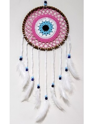 Hobilinka Nazar Boncuğu Motifli Düş Kapanı El Yapımı Pembe Duvar Süsü