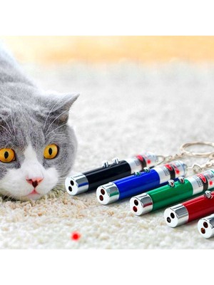 Hobilinka 3 Fonksiyonlu Kırmızı Beyaz Işıklı LED Lazer Kedi Köpek Oyuncak Anahtarlık (4887)