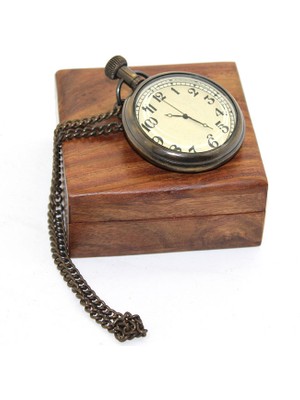 Hobilinka Ahşap Kutulu Pirinç Köstekli Saat Model 1