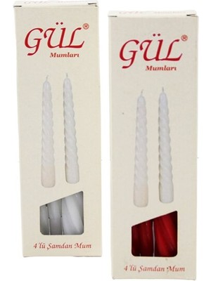 Hobilinka 4pcs Şamdan - Burgulu Mum Beyaz - Renkli 17CM (4887)