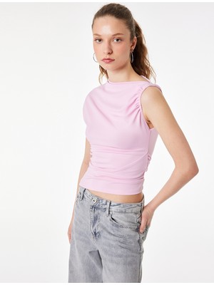 Koton Asimetrik Yaka Drapeli Kolsuz Bluz