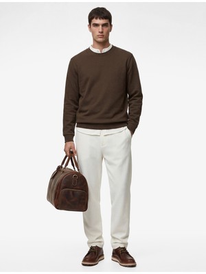 Koton Straight Fit Cepli Duble Paça Beli Bağcıklı Pantolon