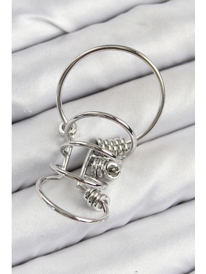 Hobilinka Pirinç Halkalı Model Gümüş Renk Kıkırdak Küpe - TJ-BKP11059