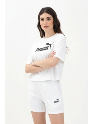 Puma Essential No. 1 Logo Kadın Beyaz Crop Top 68497202