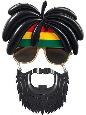 Hobilinka Rasta Peruklu Rasta Sakallı Bob Marley Bıyıklı Parti Gözlüğü 27X18 cm