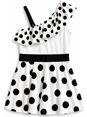 Beniizle Puan Desenli Tek Omuzlu Kız Çocuk Mayo