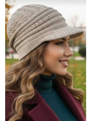 Tezzgelsin Kadın Çift Kat Siperli Triko Örme Bere Triko Bere