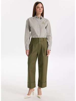 Lauren Ralph Lauren Yüksek Bel Slim Fit Yeşil Kadın Pantolon 200871814012