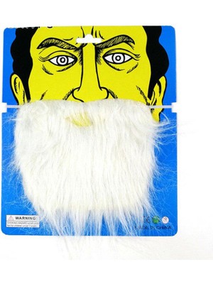 Hobilinka Beyaz Kırçıllı Arkadan Lastikli Beyaz Takma Sakal Yetişkin Çocuk Uyumlu