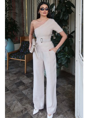 Kechi Woman Tensel Kumaş Tek Omuz Kemerli Takım