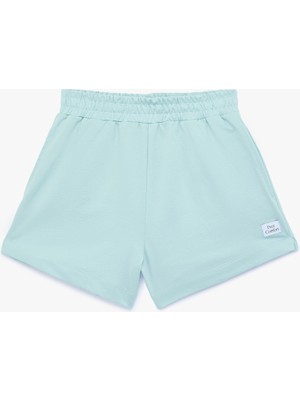 Koton Relax Fit Beli Lastikli Cepli Etiket Baskılı Pamuklu Mini Şort