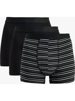 Koton Regular Fit Çizgili Pamuklu 3'lü Boxer Seti