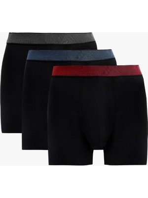 Koton Çok Renkli Bel Detaylı Pamuklu 3'lü Boxer Seti