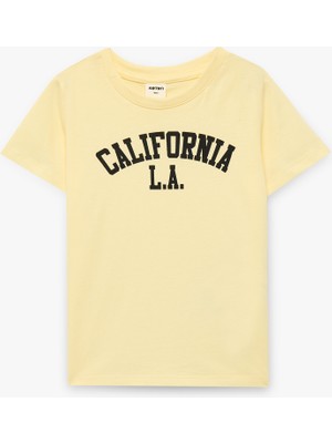 Koton Pamuklu Kısa Kollu Bisiklet Yaka Baskılı Tişört